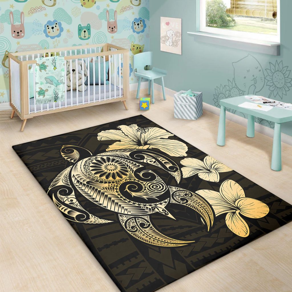 Hawaii Area Rug Hibiscus Plumeria Mix Polynesian Turtle-Myprintsy