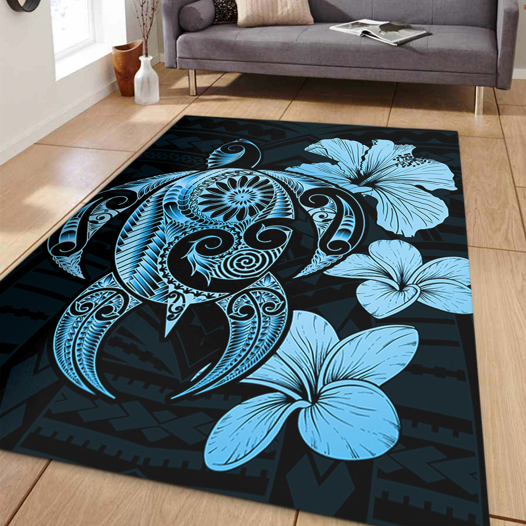 Hawaii Area Rug Hibiscus Plumeria Mix Polynesian Turtle-Myprintsy