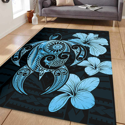 Hawaii Area Rug Hibiscus Plumeria Mix Polynesian Turtle-Myprintsy
