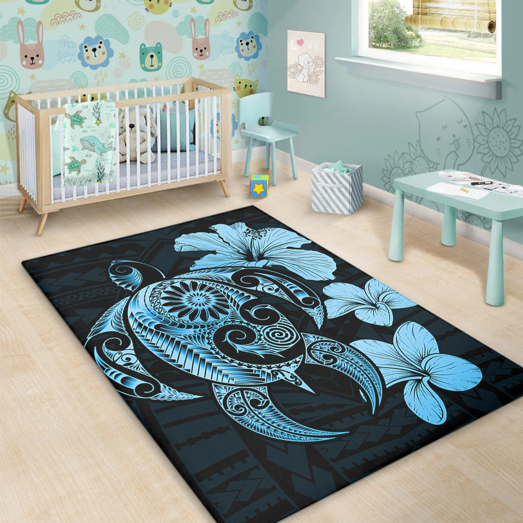 Hawaii Area Rug Hibiscus Plumeria Mix Polynesian Turtle-Myprintsy