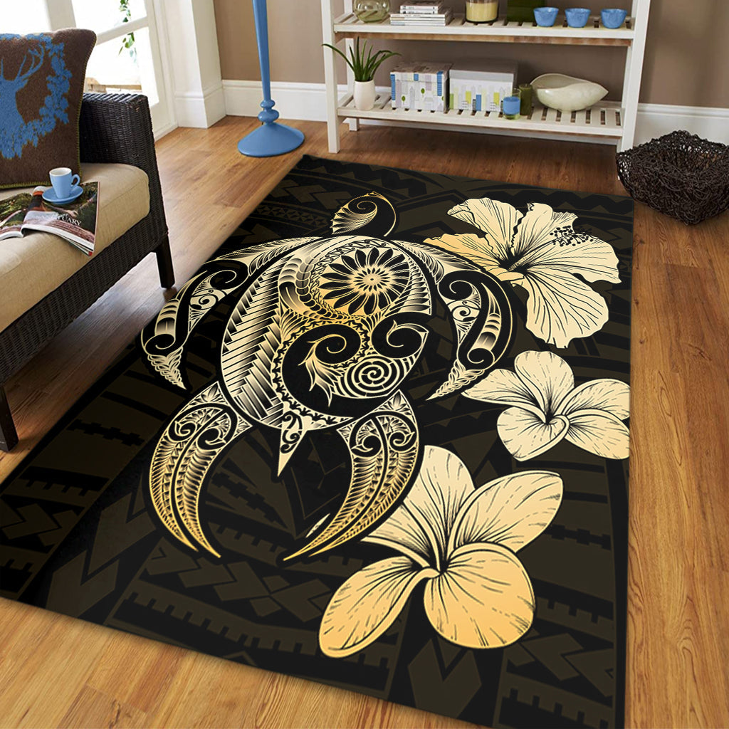 Hawaii Area Rug Hibiscus Plumeria Mix Polynesian Turtle-Myprintsy