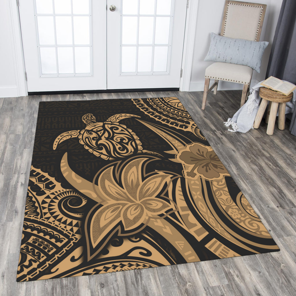 Hawaii Area Rug Honu Turtle Hibiscus Tribal Legacy-Myprintsy