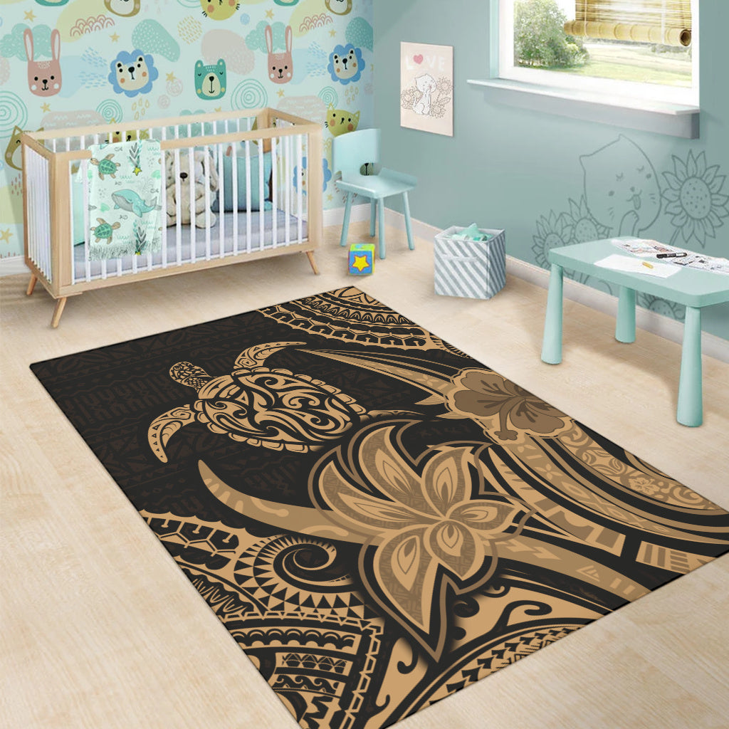 Hawaii Area Rug Honu Turtle Hibiscus Tribal Legacy-Myprintsy