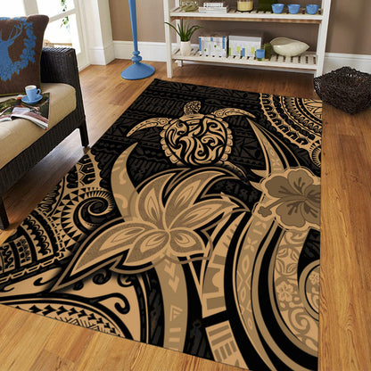 Hawaii Area Rug Honu Turtle Hibiscus Tribal Legacy-Myprintsy