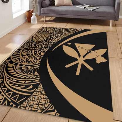 Hawaii Area Rug Kanaka Maoli Hawaiian Map Lauhala Gold Circle-Myprintsy