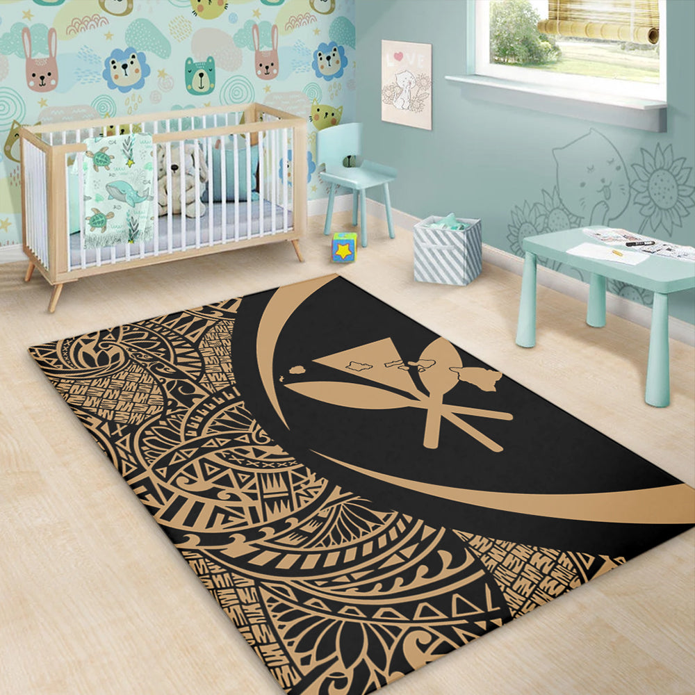 Hawaii Area Rug Kanaka Maoli Hawaiian Map Lauhala Gold Circle-Myprintsy