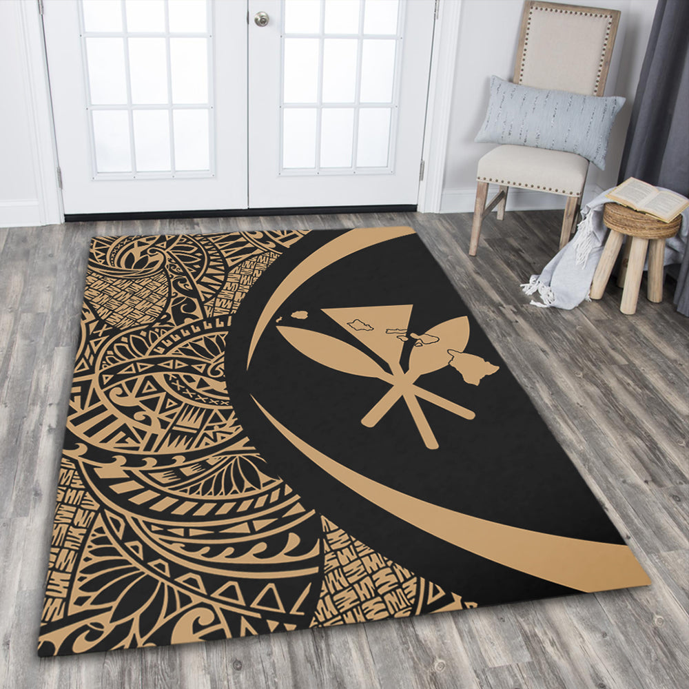 Hawaii Area Rug Kanaka Maoli Hawaiian Map Lauhala Gold Circle-Myprintsy