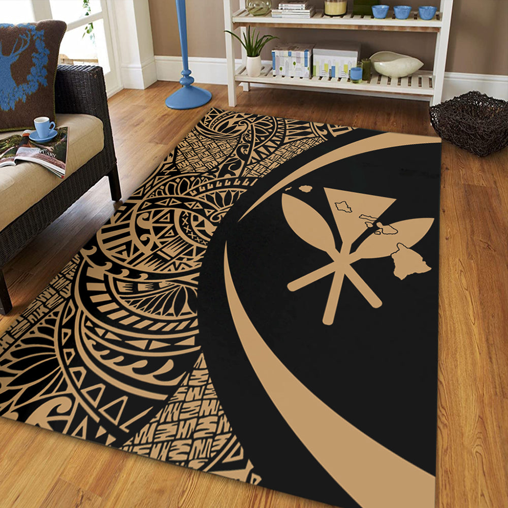 Hawaii Area Rug Kanaka Maoli Hawaiian Map Lauhala Gold Circle-Myprintsy