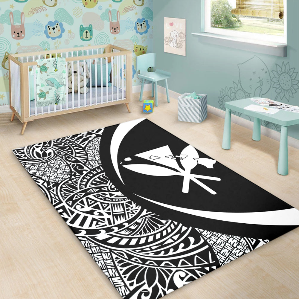 Hawaii Area Rug Kanaka Maoli Hawaiian Map Lauhala White Circle-Myprintsy