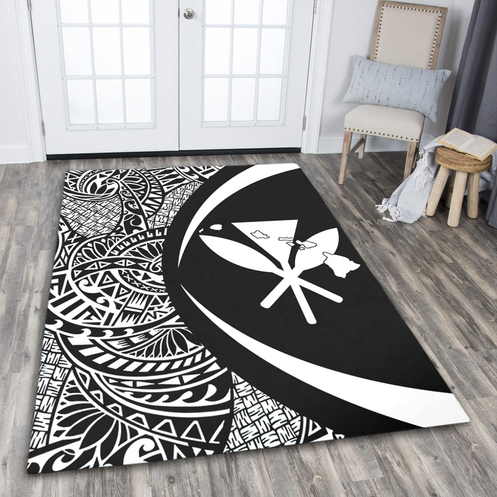 Hawaii Area Rug Kanaka Maoli Hawaiian Map Lauhala White Circle-Myprintsy
