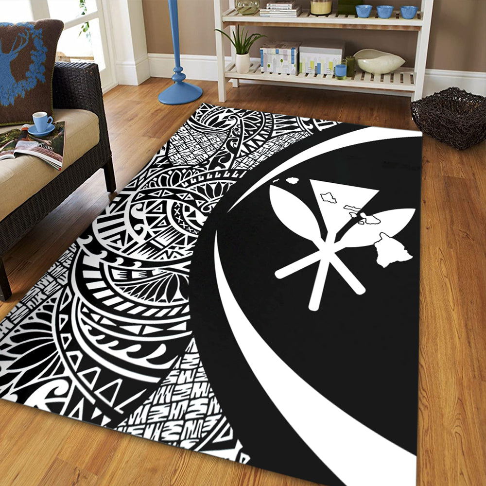 Hawaii Area Rug Kanaka Maoli Hawaiian Map Lauhala White Circle-Myprintsy