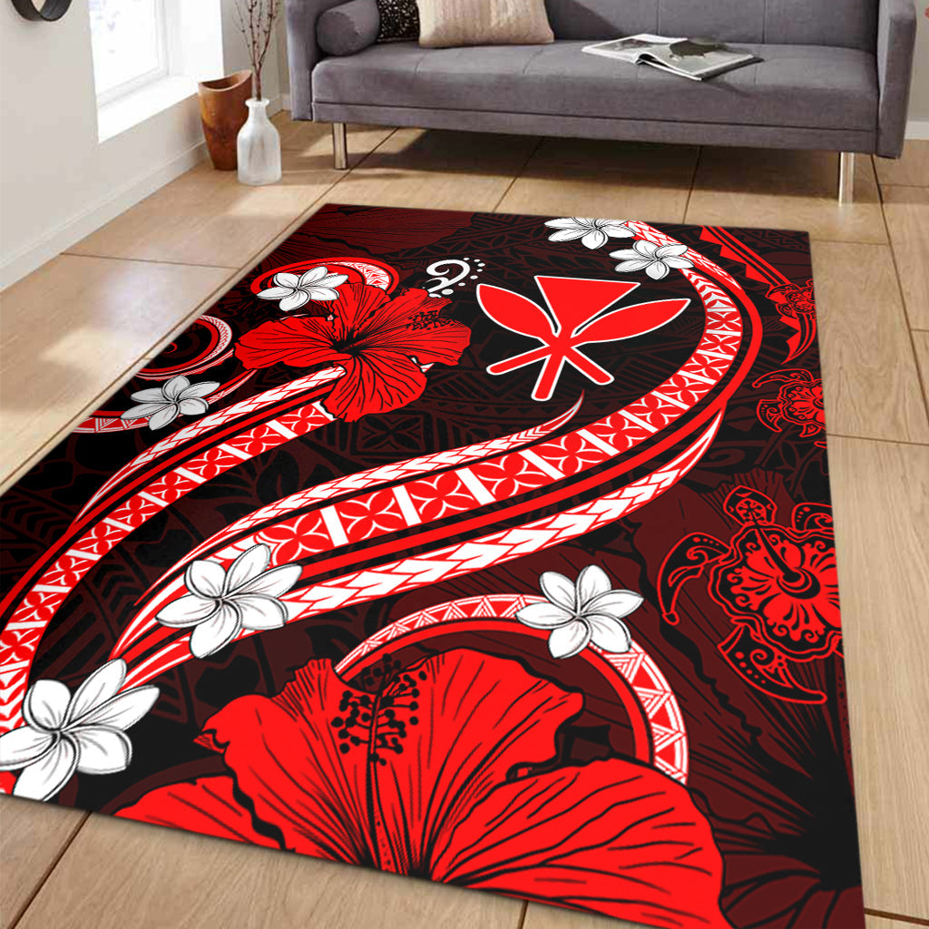 Hawaii Area Rug Kanaka Maoli Hibiscus Turtle Ocean Pacific Red Style-Myprintsy
