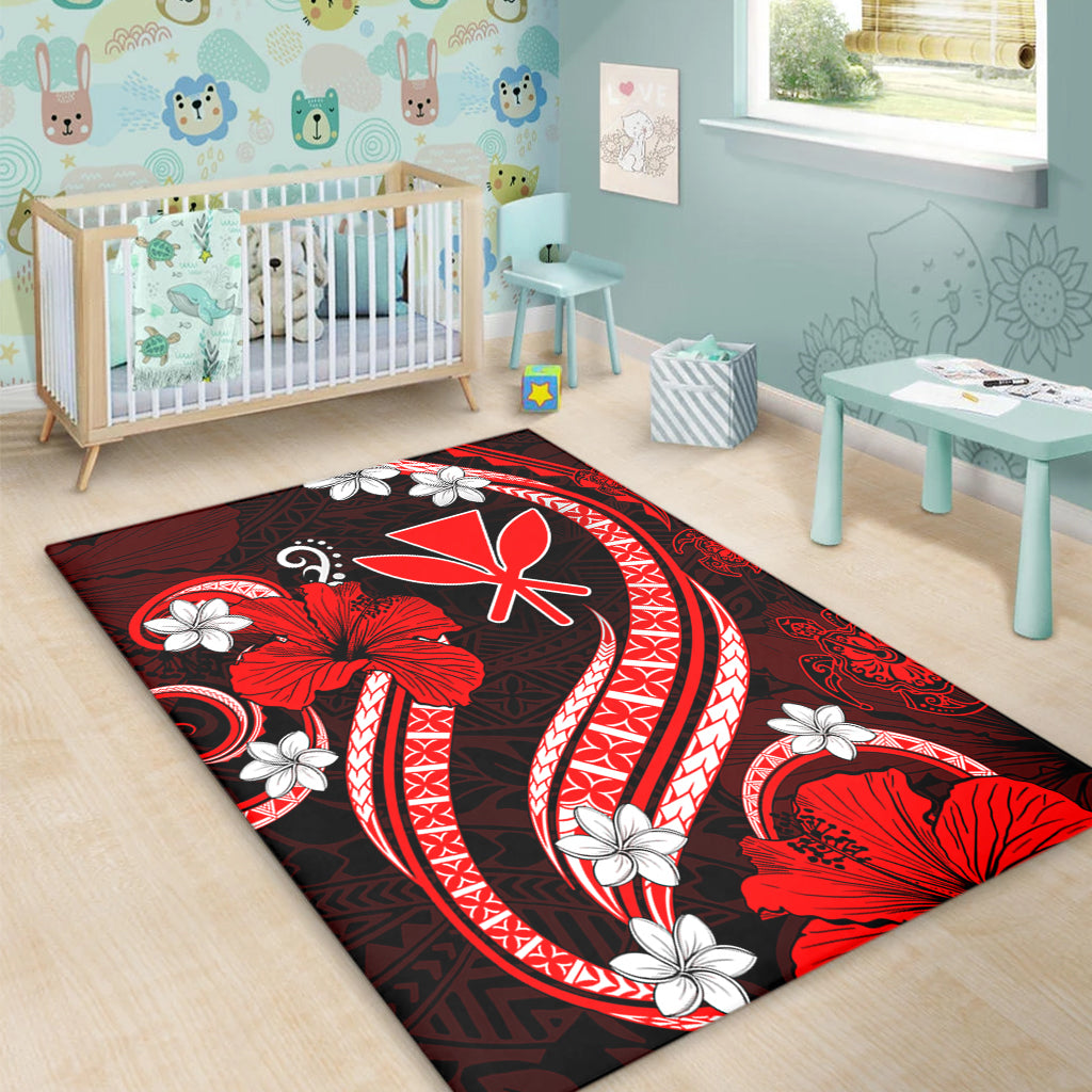 Hawaii Area Rug Kanaka Maoli Hibiscus Turtle Ocean Pacific Red Style-Myprintsy