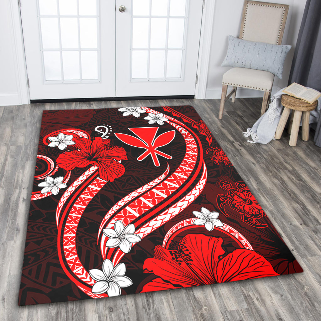 Hawaii Area Rug Kanaka Maoli Hibiscus Turtle Ocean Pacific Red Style-Myprintsy