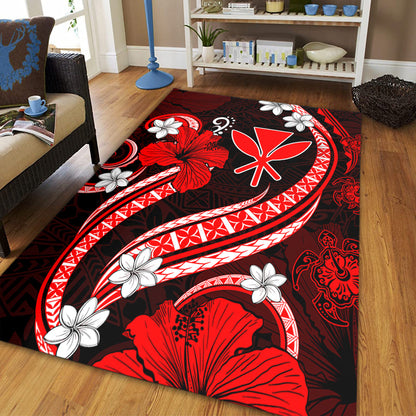 Hawaii Area Rug Kanaka Maoli Hibiscus Turtle Ocean Pacific Red Style-Myprintsy