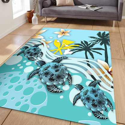 Hawaii Area Rug Kanaka Maoli Turte Blue Hibiscus-Myprintsy