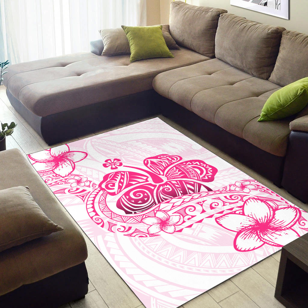 Hawaii Area Rug Pink Hibiscus And Plumeria Flowers Polynesian Decor-Myprintsy