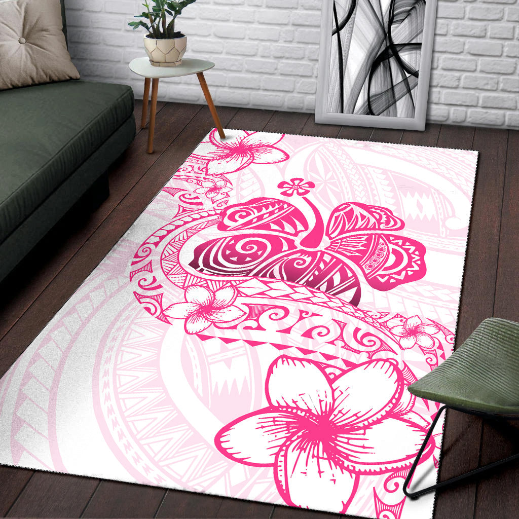 Hawaii Area Rug Pink Hibiscus And Plumeria Flowers Polynesian Decor-Myprintsy