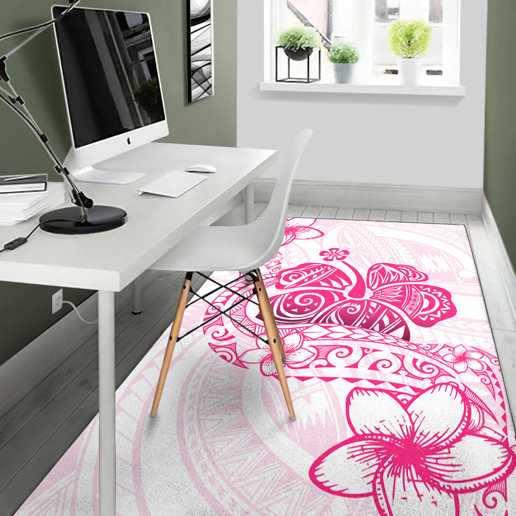 Hawaii Area Rug Pink Hibiscus And Plumeria Flowers Polynesian Decor-Myprintsy
