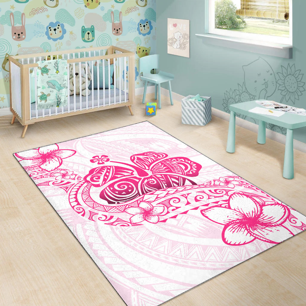Hawaii Area Rug Pink Hibiscus And Plumeria Flowers Polynesian Decor-Myprintsy