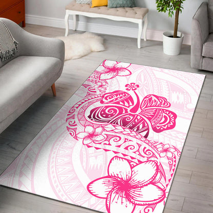 Hawaii Area Rug Pink Hibiscus And Plumeria Flowers Polynesian Decor-Myprintsy