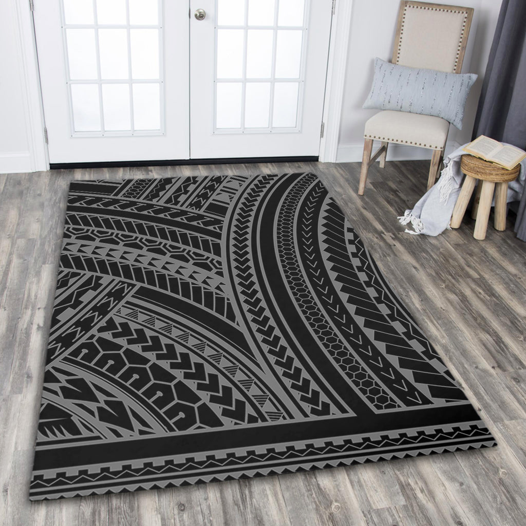 Hawaii Area Rug Polynesia Pattern Gray-Myprintsy