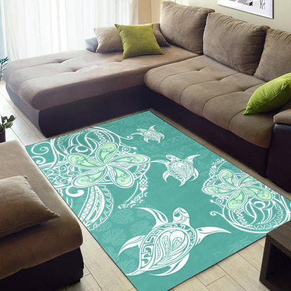 Hawaii Area Rug Polynesian Pattern Plumeria Turtles-Myprintsy