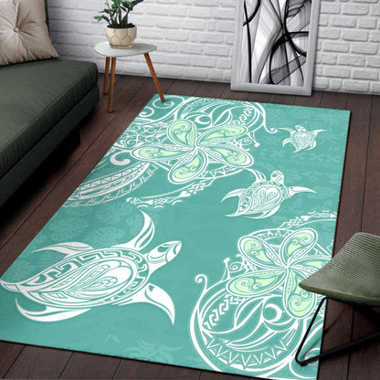 Hawaii Area Rug Polynesian Pattern Plumeria Turtles-Myprintsy