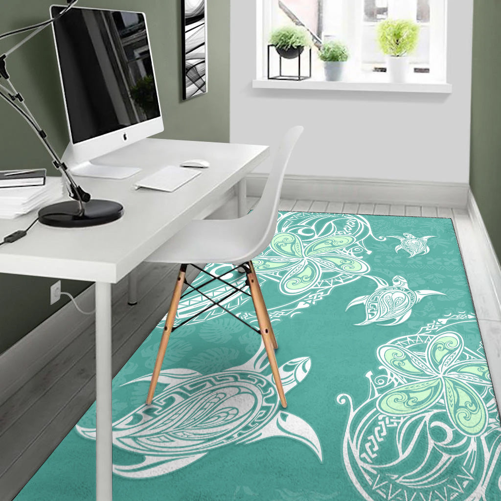 Hawaii Area Rug Polynesian Pattern Plumeria Turtles-Myprintsy