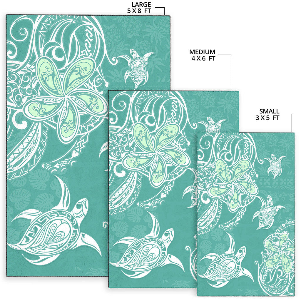 Hawaii Area Rug Polynesian Pattern Plumeria Turtles-Myprintsy