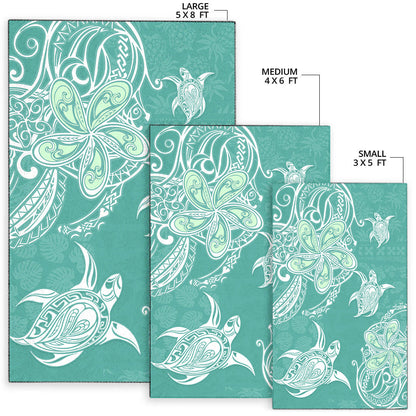 Hawaii Area Rug Polynesian Pattern Plumeria Turtles-Myprintsy