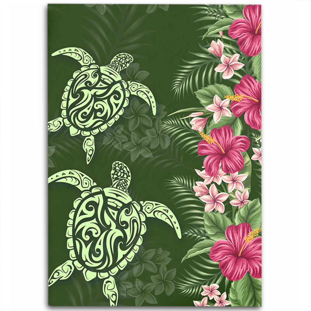 Hawaii Area Rug Polynesian Sea Turtle Hibiscus Tropical Style-Myprintsy