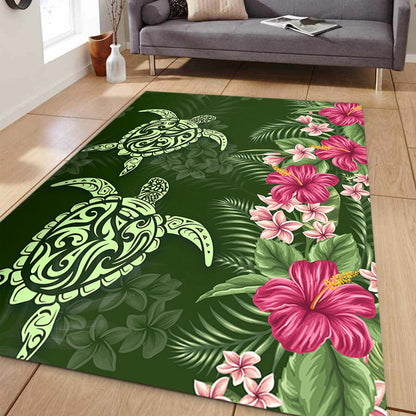 Hawaii Area Rug Polynesian Sea Turtle Hibiscus Tropical Style-Myprintsy