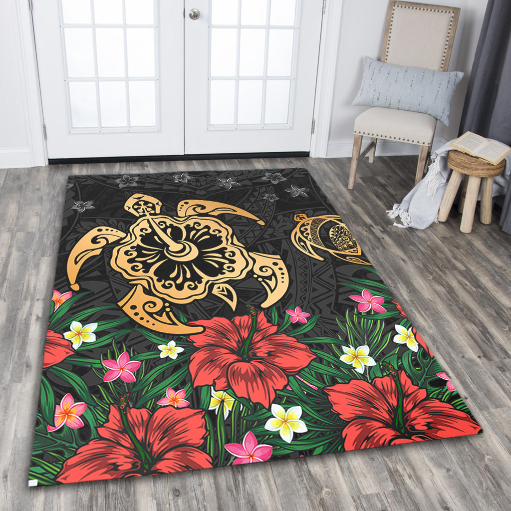 Hawaii Area Rug Polynesian Turtle Tropical Island Tribal Style-Myprintsy