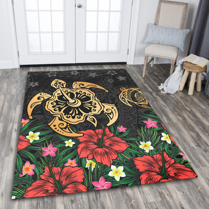 Hawaii Area Rug Polynesian Turtle Tropical Island Tribal Style-Myprintsy