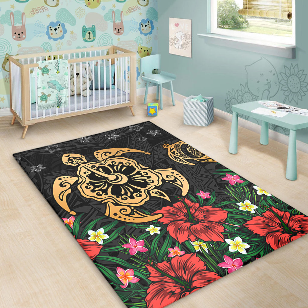 Hawaii Area Rug Polynesian Turtle Tropical Island Tribal Style-Myprintsy