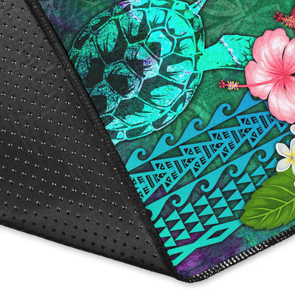 Hawaii Area Rug Sea Turtle Abstract Background With Tropical Flowers Hibiscus And Plumeria-Myprintsy