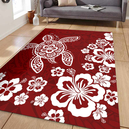 Hawaii Area Rug Tribal Hibiscus Flower Graphic Turtle Tatoo-Myprintsy