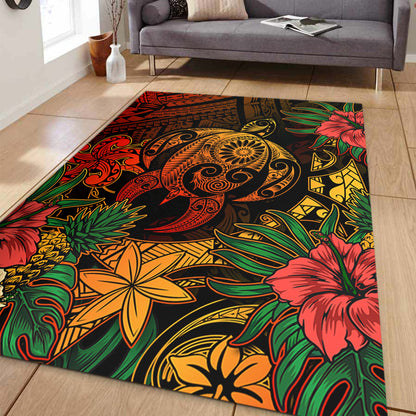 Hawaii Area Rug Tribal Polynesia Sea Turtle Design Pacific Dream-Myprintsy