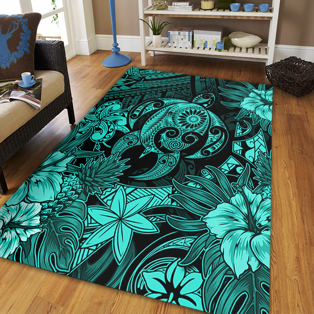 Hawaii Area Rug Tribal Polynesia Sea Turtle Design Pacific Dream-Myprintsy