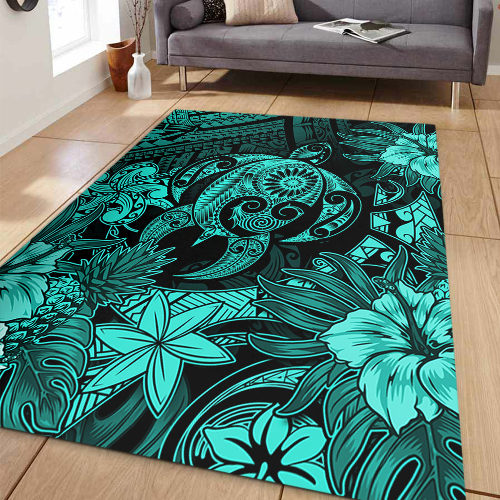 Hawaii Area Rug Tribal Polynesia Sea Turtle Design Pacific Dream-Myprintsy