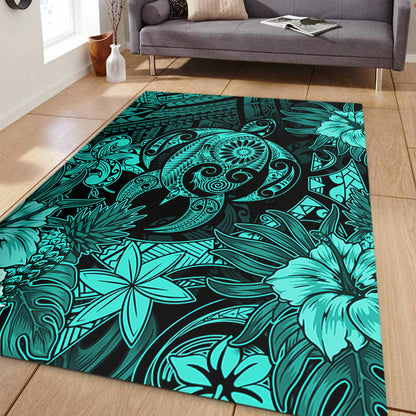 Hawaii Area Rug Tribal Polynesia Sea Turtle Design Pacific Dream-Myprintsy