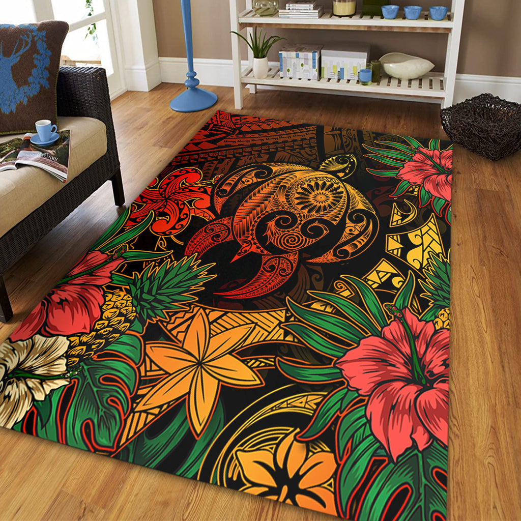 Hawaii Area Rug Tribal Polynesia Sea Turtle Design Pacific Dream-Myprintsy
