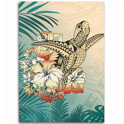 Hawaii Area Rug Tropical Leaves Sea Turtle Tribal-Myprintsy