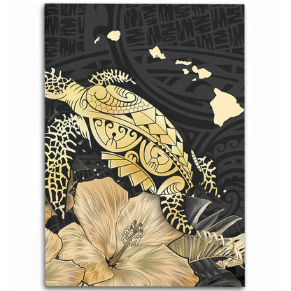 Hawaii Area Rug Turtle Hibiscus Gold-Myprintsy
