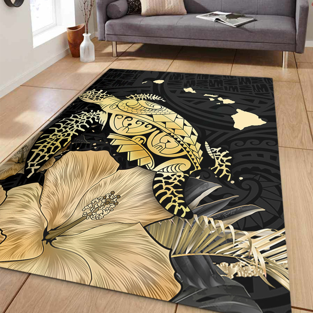 Hawaii Area Rug Turtle Hibiscus Gold-Myprintsy