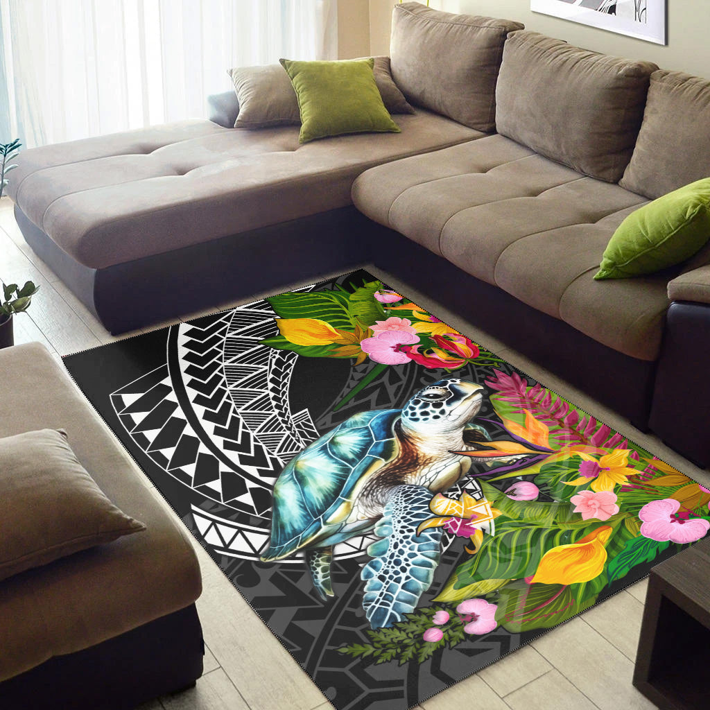 Hawaii Area Rug Turtle Ocean Spiral Polynesian Patterns-Myprintsy