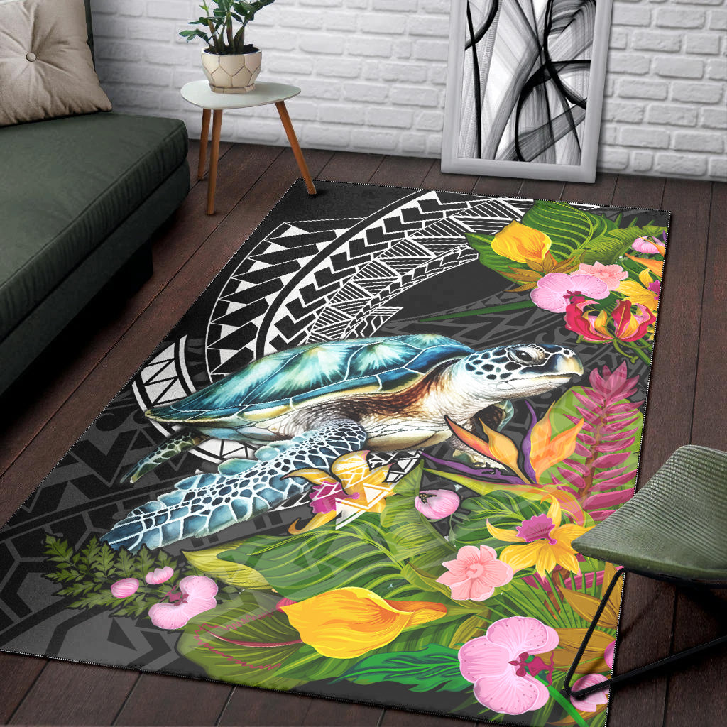 Hawaii Area Rug Turtle Ocean Spiral Polynesian Patterns-Myprintsy