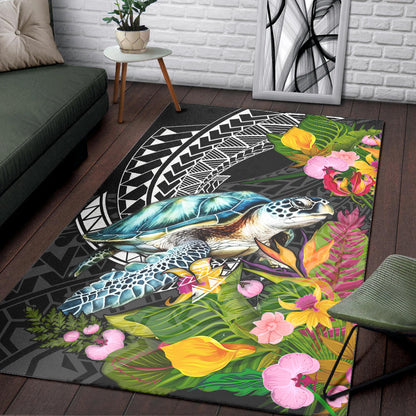 Hawaii Area Rug Turtle Ocean Spiral Polynesian Patterns-Myprintsy