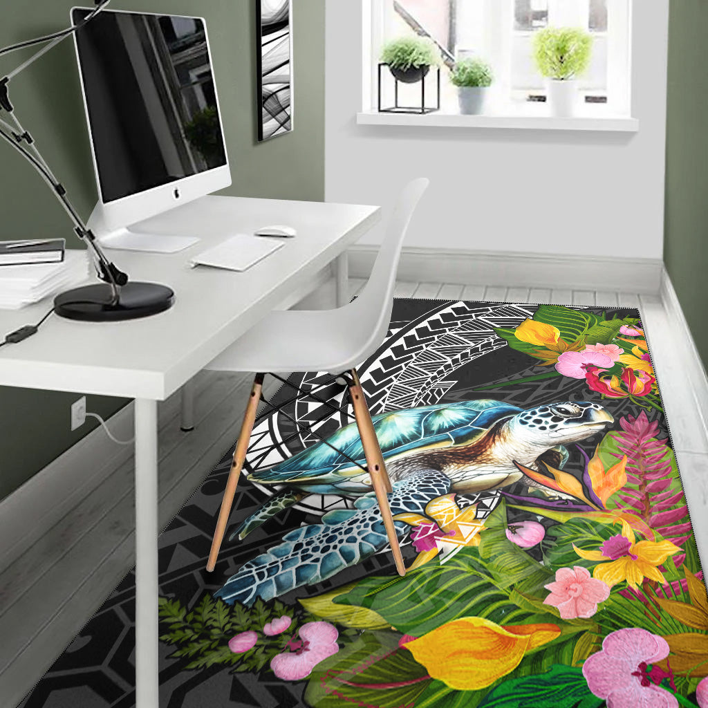 Hawaii Area Rug Turtle Ocean Spiral Polynesian Patterns-Myprintsy